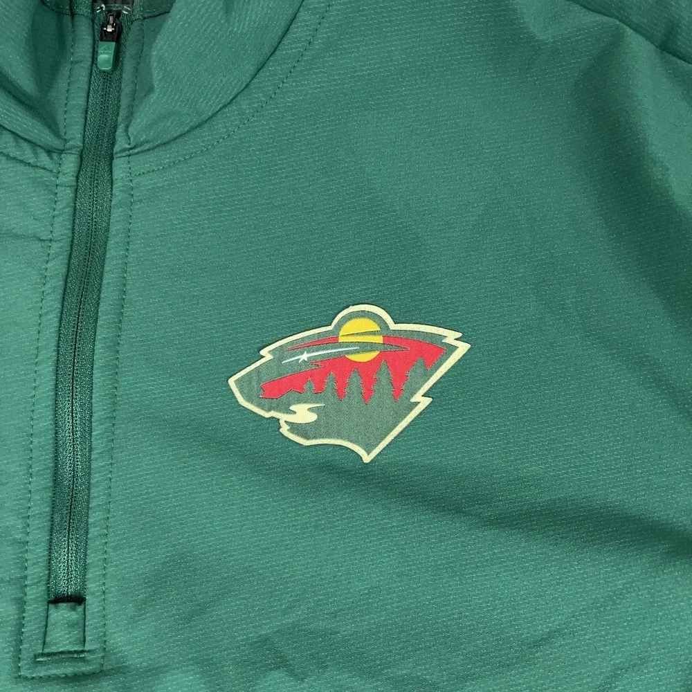Minnesota‎ Wild Jacket Mens Small Green NHL Hockey Adidas Quarter Zip Pullover